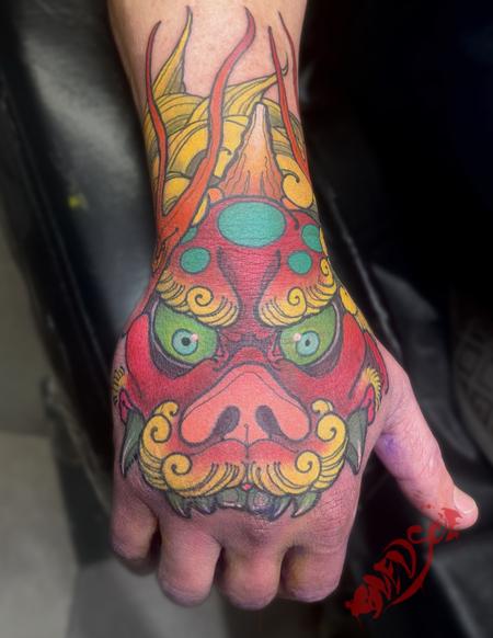 Tattoos - Foo dog hand tattoo  - 146744