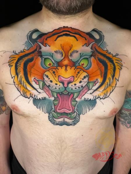 Tattoos - Tiger chest tattoo  - 146995