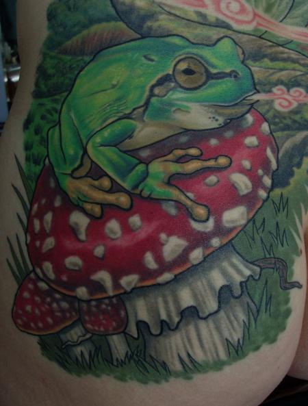 Tattoos - Frog on Amanita Muscaria mushroom - 116132