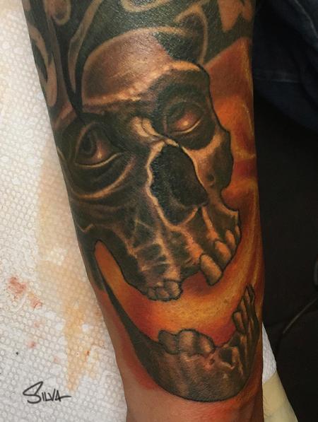 Tattoos - Skull Face Filler Tattoo - 106744