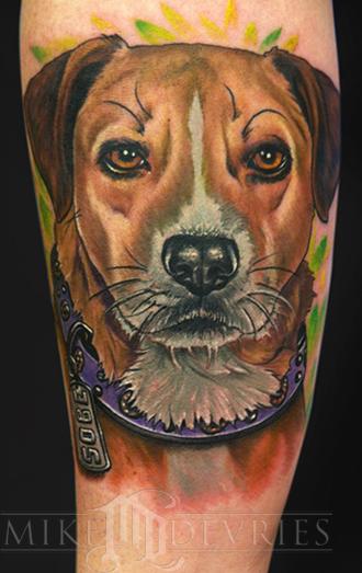 100 Realistic Portrait Dog Leg Tattoo Design png  jpg 2023