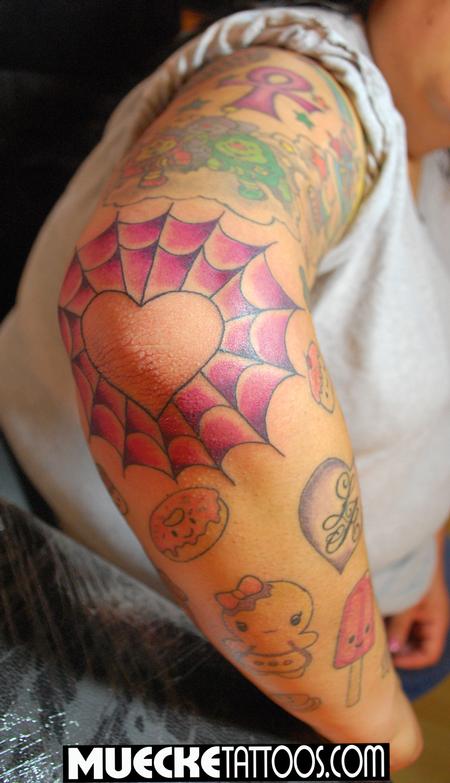 Tattoos - SpiderWeb Heart Tatto - 70304