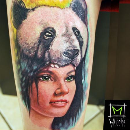 Tattoos - Muecke Tattoo portrait panda girl color portrait tattoo muecke  - 89109