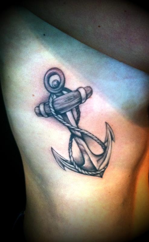 PowerLine Tattoo : Tattoos : Jessica Brennan : anchor/infinity rope. ribs