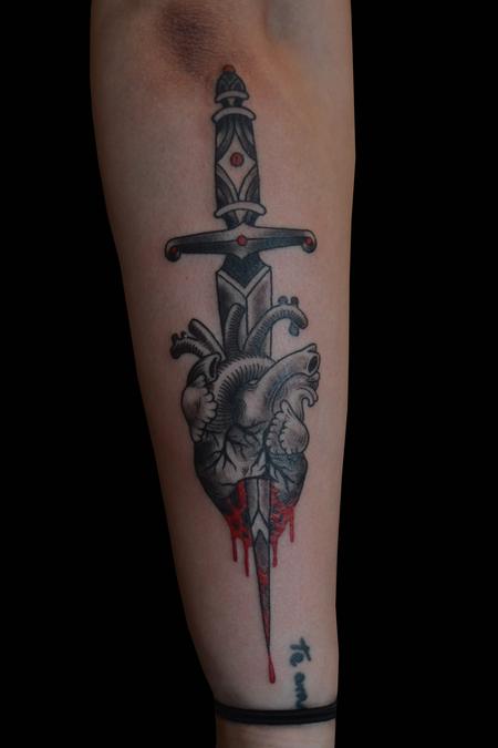 Tattoos - Heart with Dagger through it - 138773