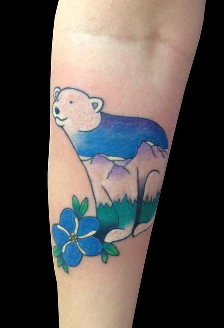 Tattoos - Plumeria Polar Bear - 97784