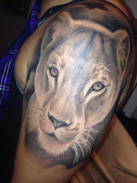 Tattoos - Lioness portrait tattoo - 87520