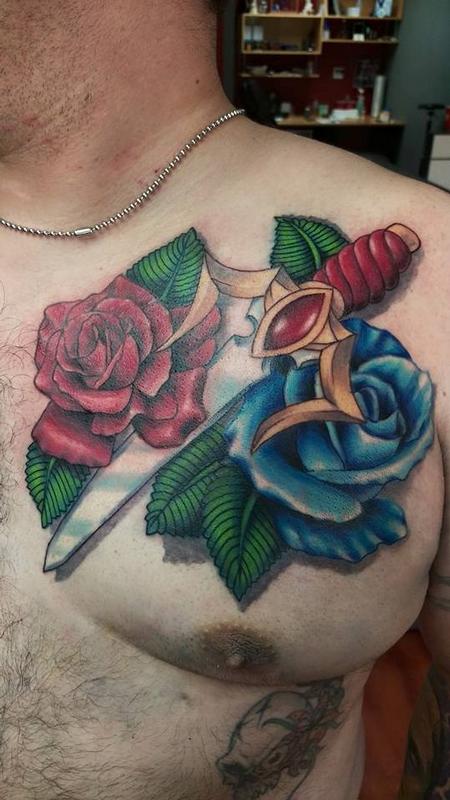 Tattoos - Dagger and Roses - 117166