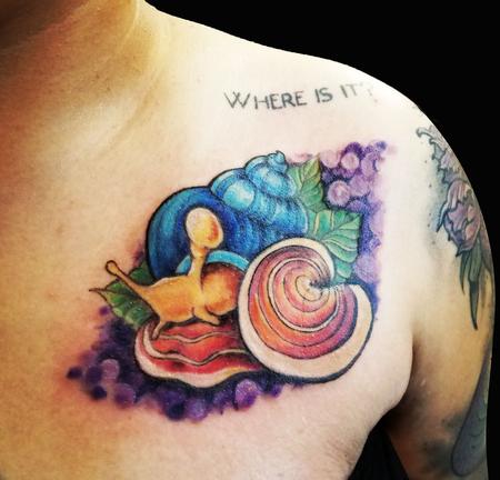 Tattoos - New School Color Snail Tattoo - 130785